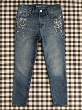 INC Rhinestone Embellished Skinny Jeans Regular Fit Denim. (A)